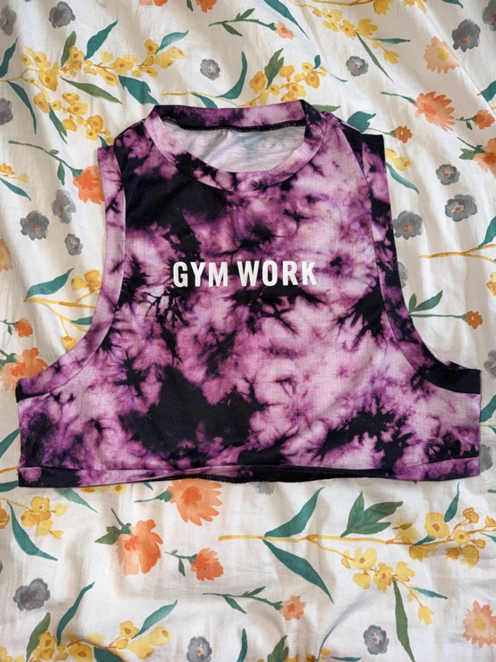 SHEIN Purple and Black Tie-Dye Muscle Crop Tee